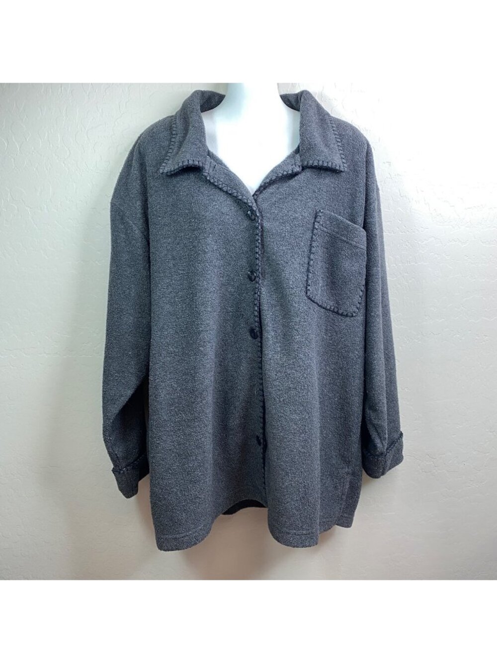 Dress Barn Womens Button-Up Gray Cardigan Jacket Size 22/24